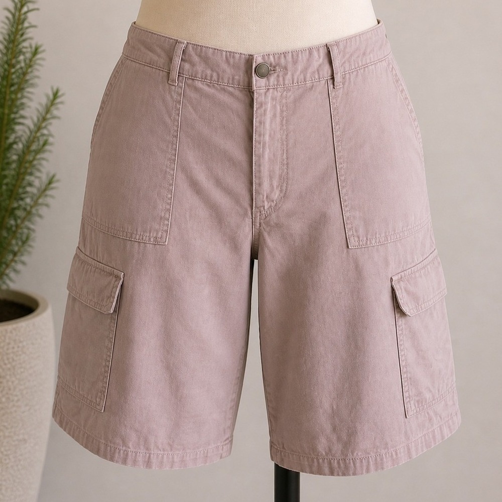 Wild Fable Women Beige Tan High Rise Cargo Shorts Size L Cotton Blend Utility